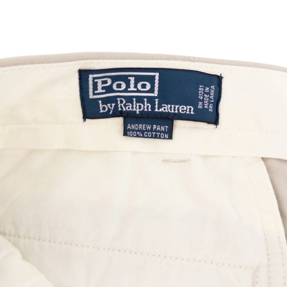 Vintage NWT Deadstock Polo Ralph Lauren Mens 38x32 Andrew Pant Tan Pleated Chino